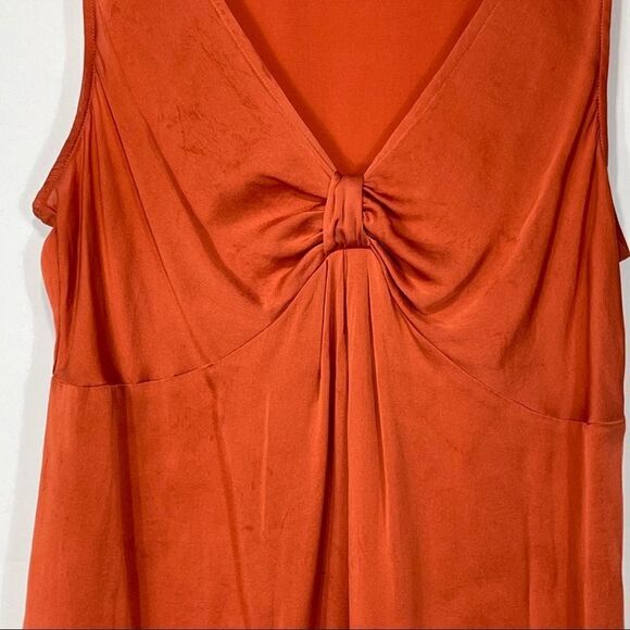 Ann Taylor Brunt Orange Knot Neckline Tank Top - Picture 3 of 11